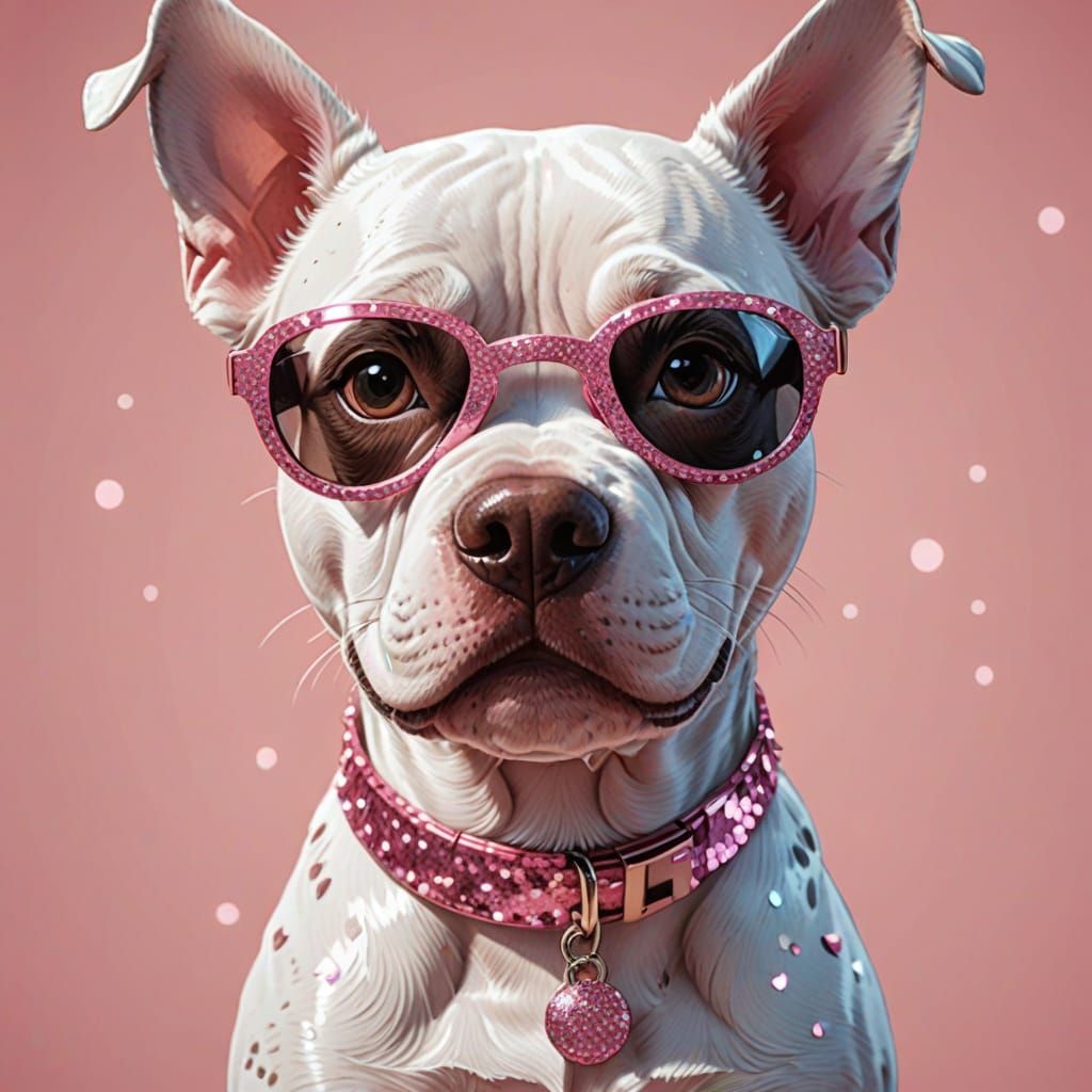 Kawaii Pitbull in Sparkling Sequins