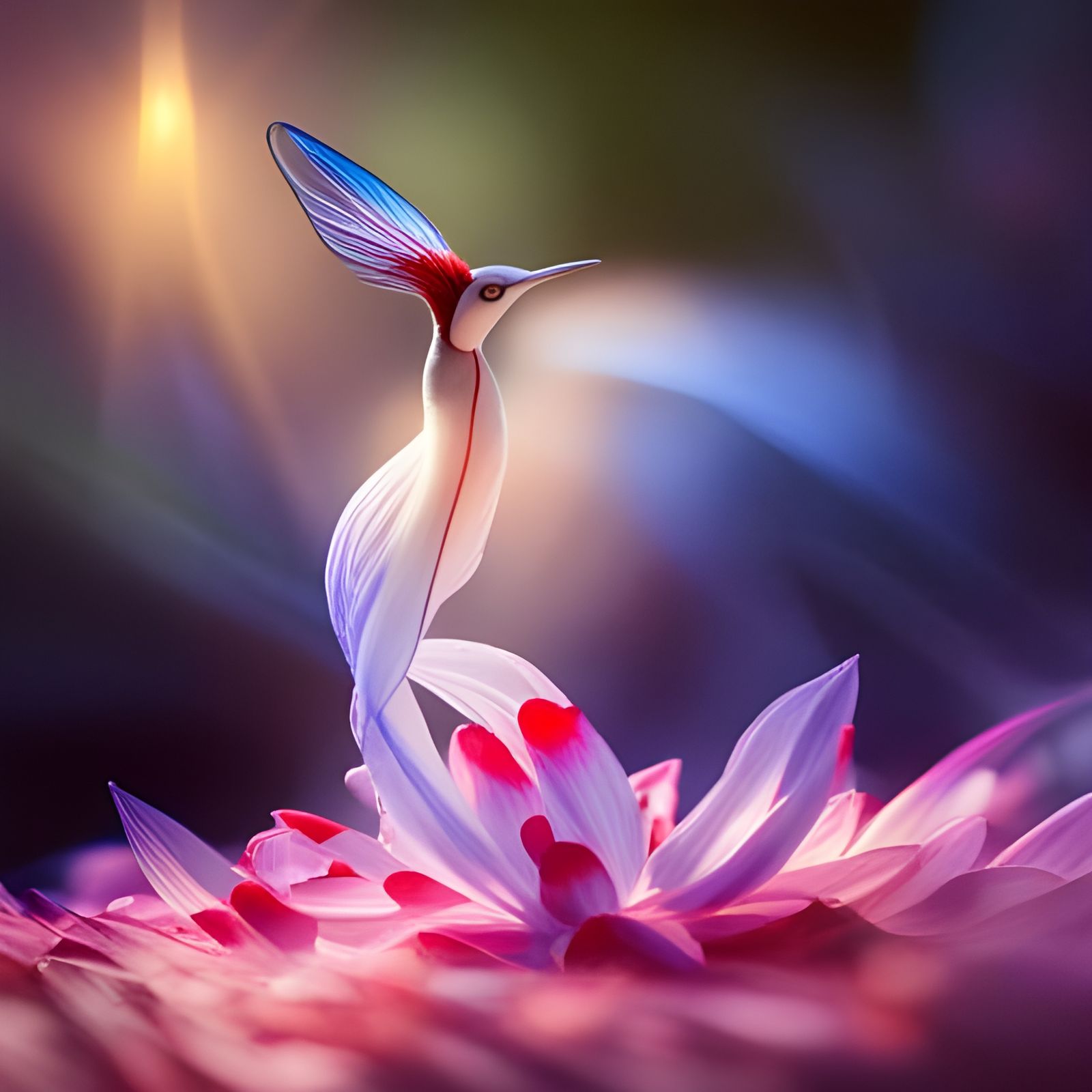 Blue Bird-Shaped Flower in Fairytale Setting