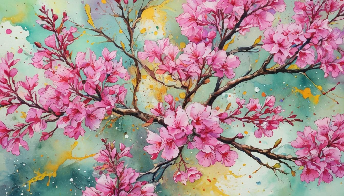 Watercolor Close-Up of Blooming Crepe Myrtle