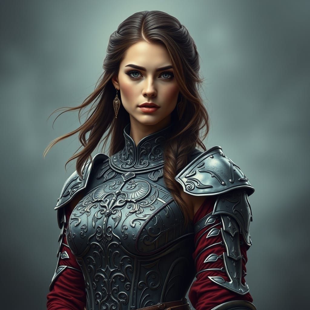 Hyperrealistic Woman in Intricate Armor, Anti-Trump and Anti...