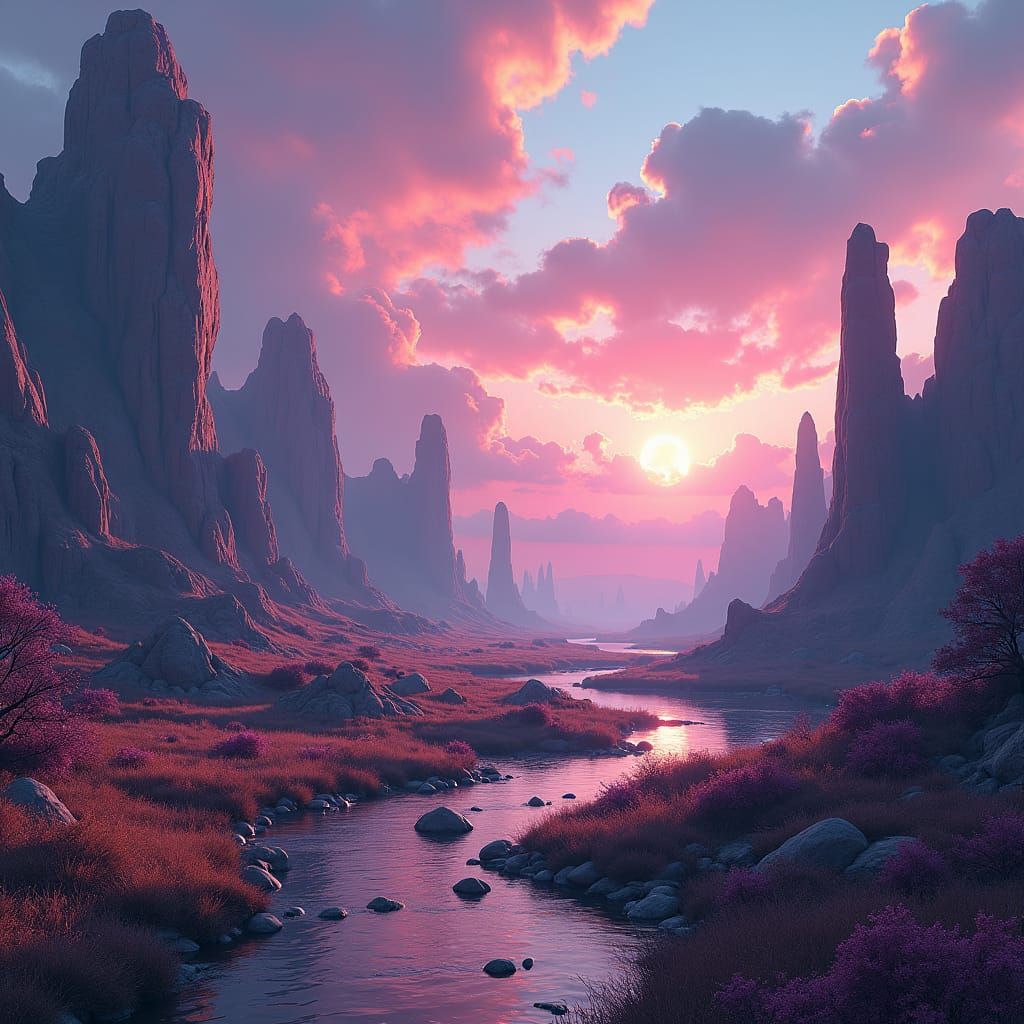 Surreal Dreamlike Landscape in Detailed Matte Painting Style