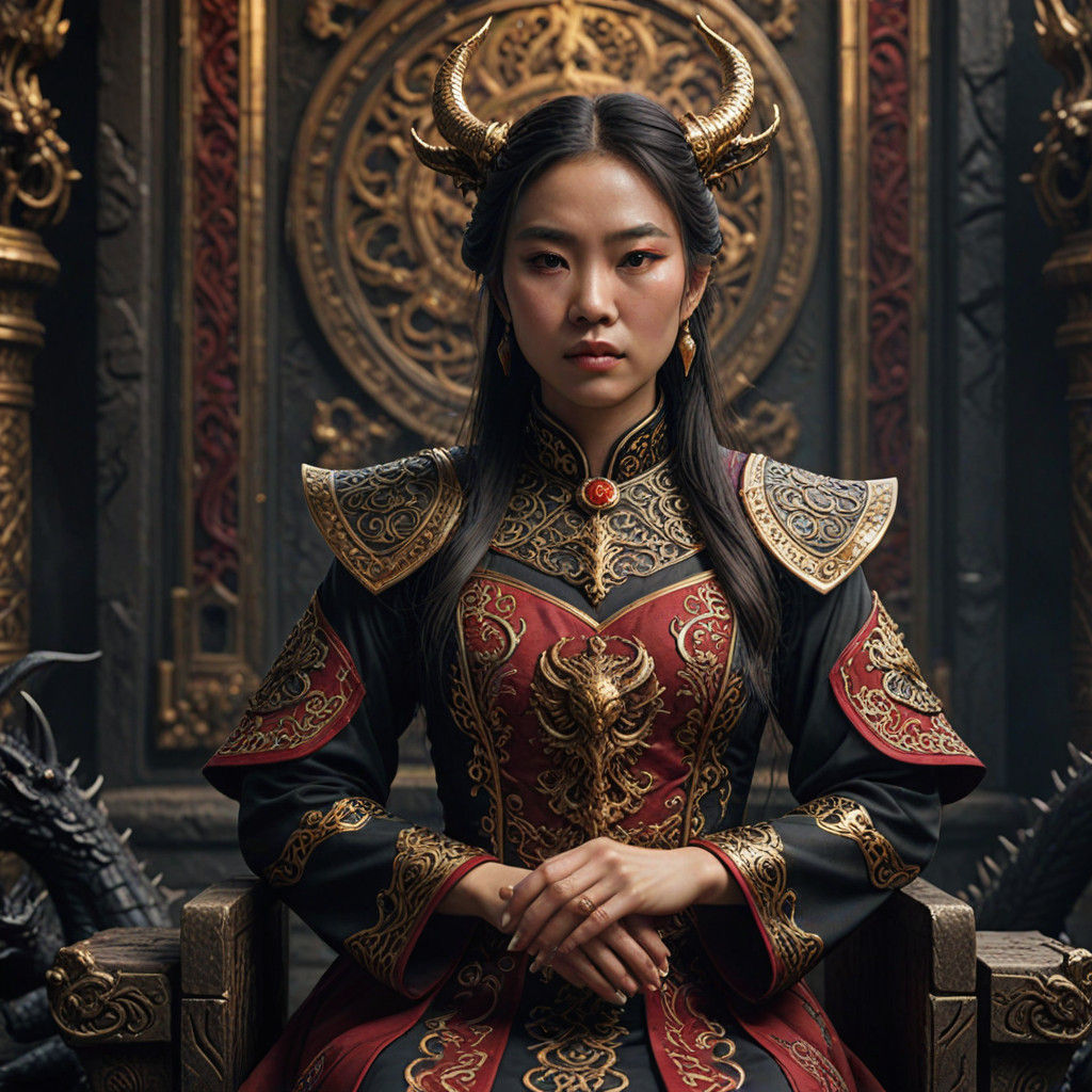 Serene Sorceress in Gothic Fantasy Attire