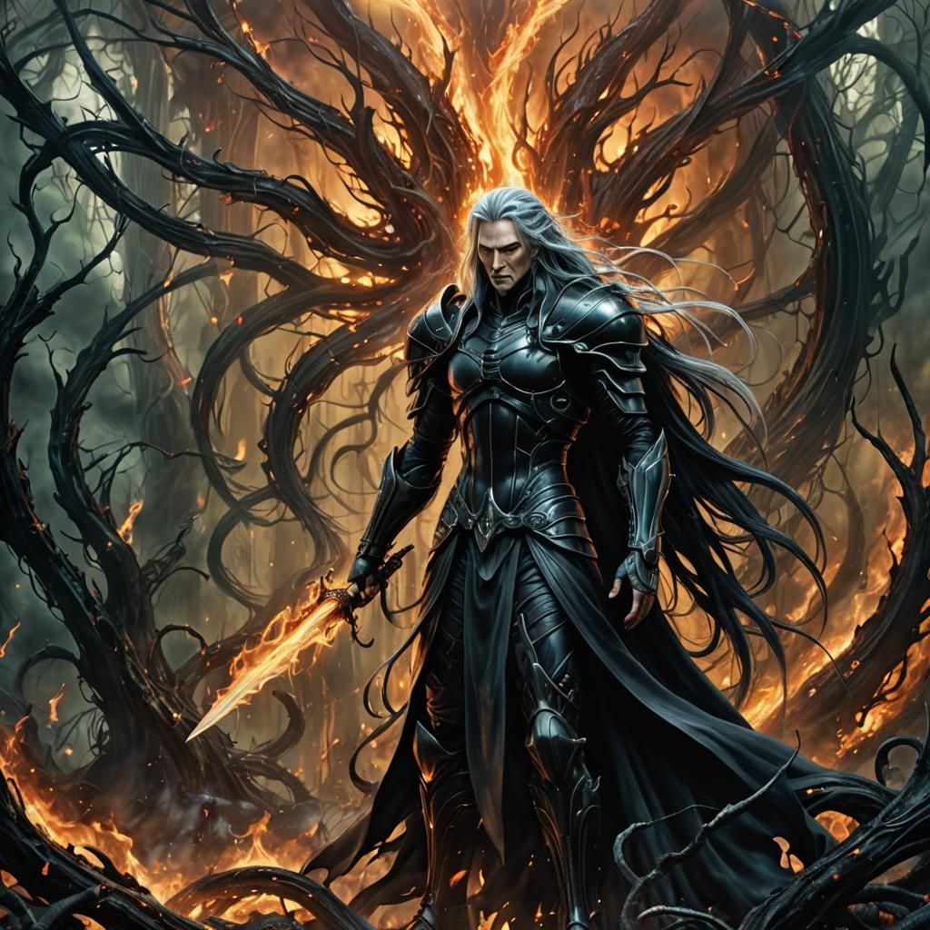 Maelstrom of Flames: A Surreal Watercolor Landscape