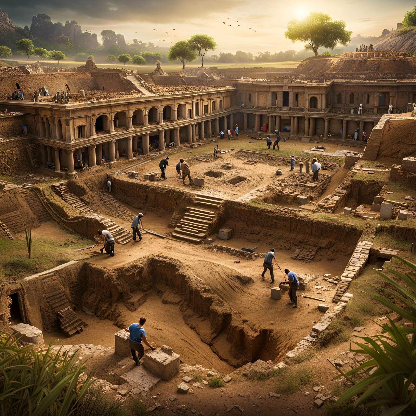 Ancient City Excavation: Hyperrealistic Archaeological Dig