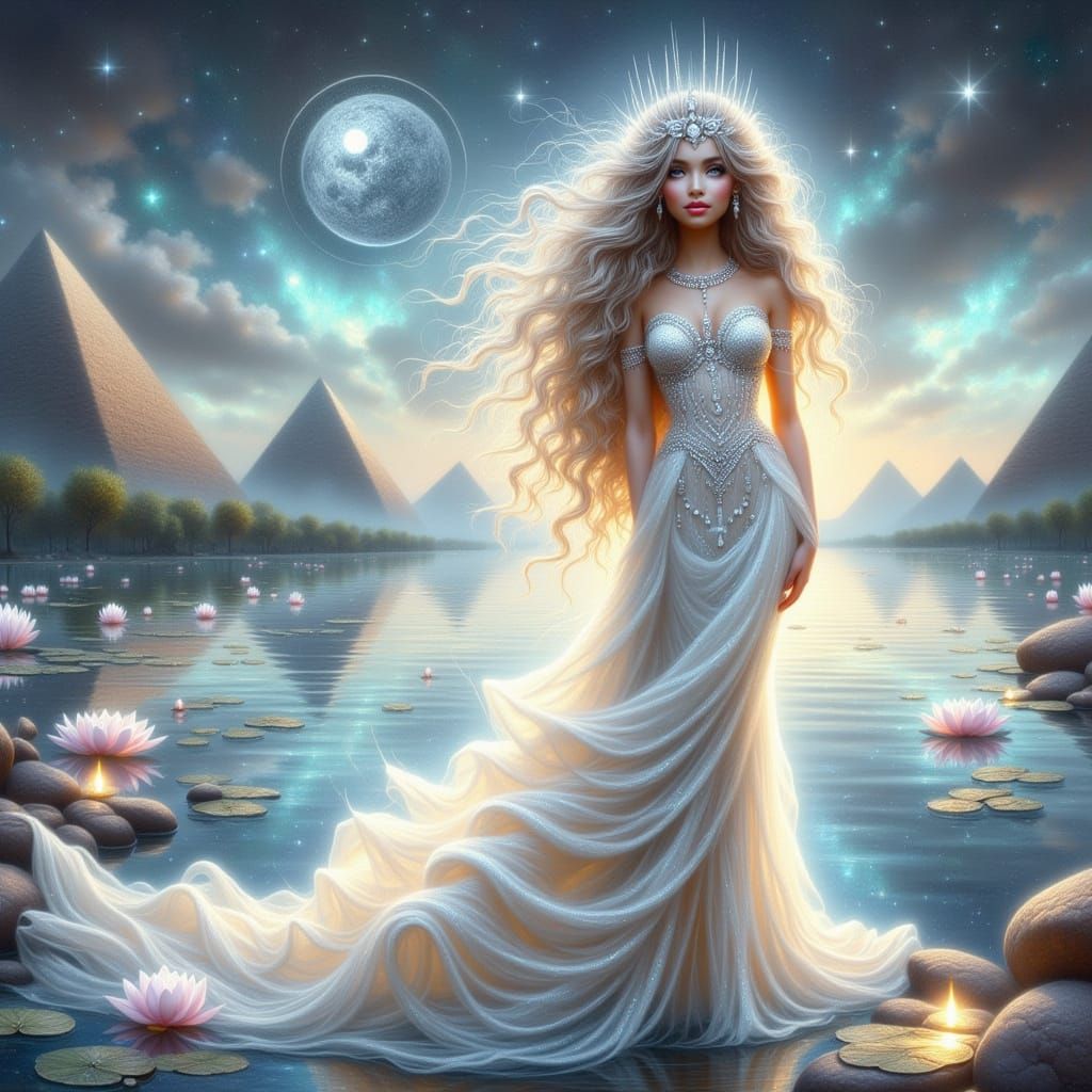 Ethereal Fantasy Goddess in Luminous Oasis