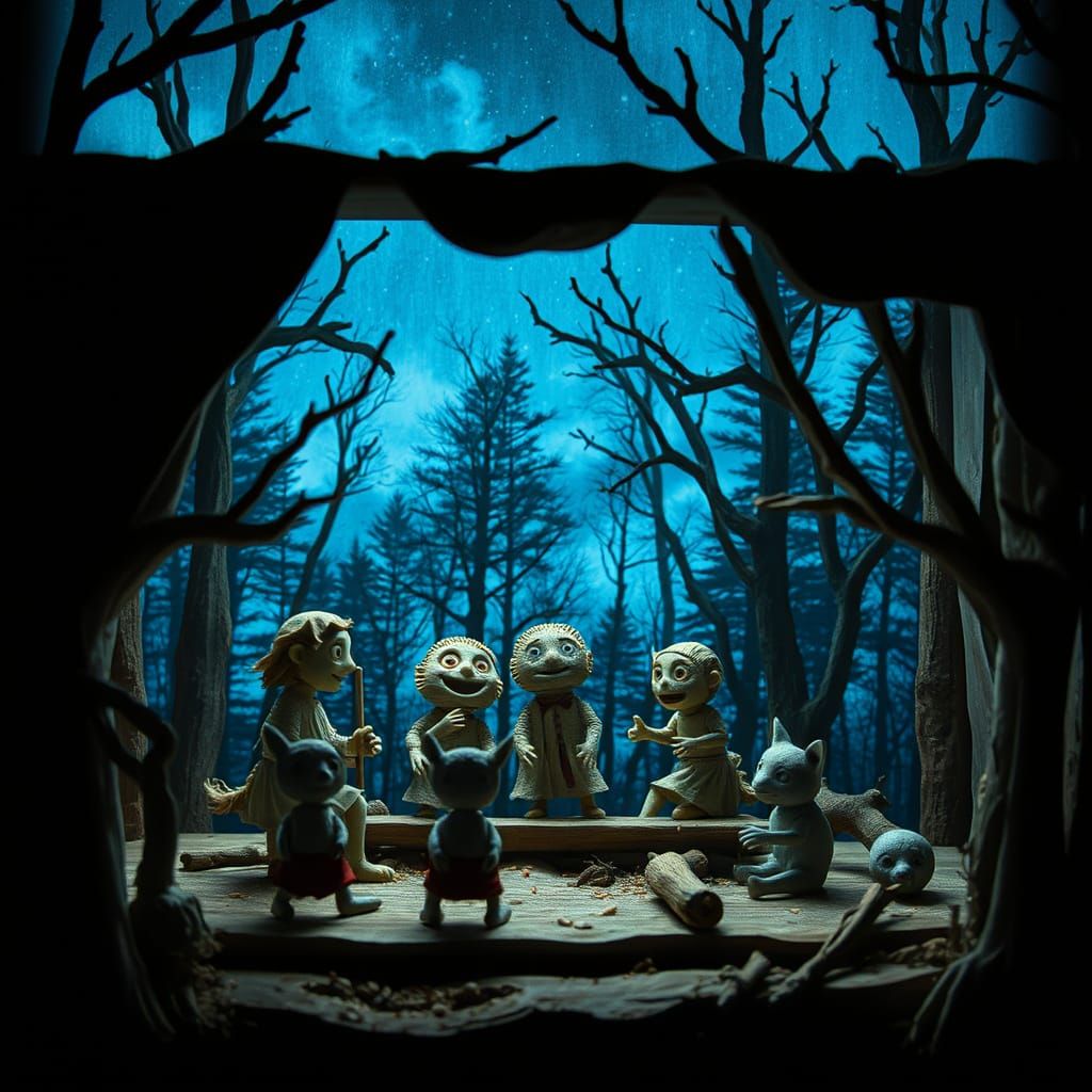 Ethereal Puppet Theatre Under Quantum Dot Lighting
