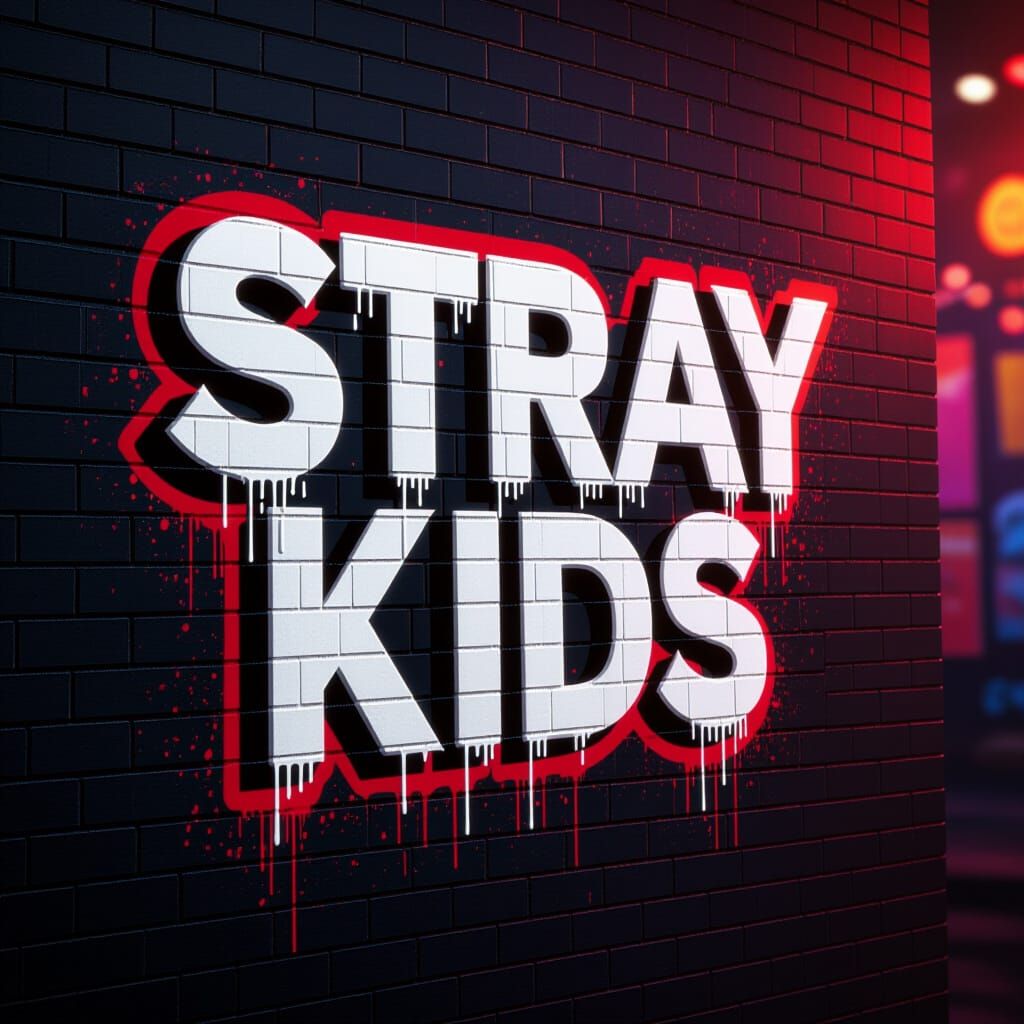 Stray Kids Graffiti Art in Hyperrealistic Splash Style