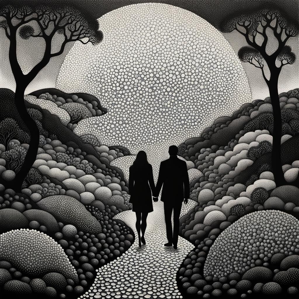 Monochrome Pointillist Alchemy: Together, Yet Apart