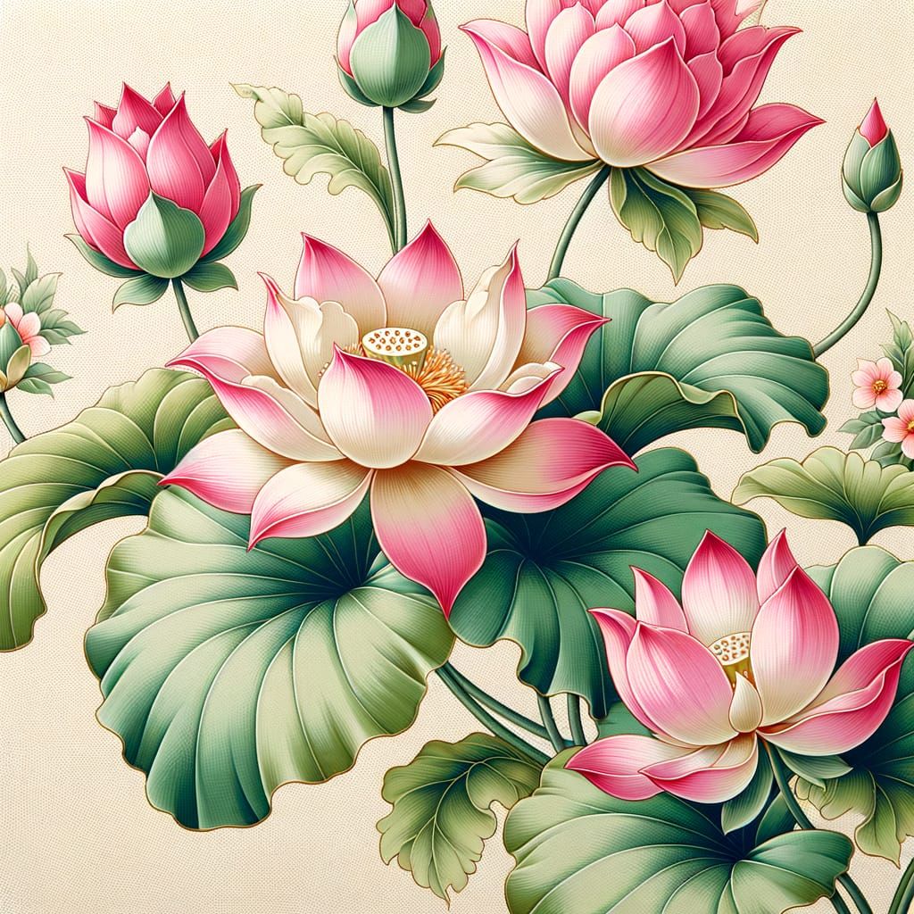 Elegant Lotus Flower Tablecloth Design with Pink Petals