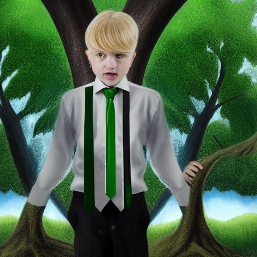 Boy in Tree: Detailed Matte Painting in 8k