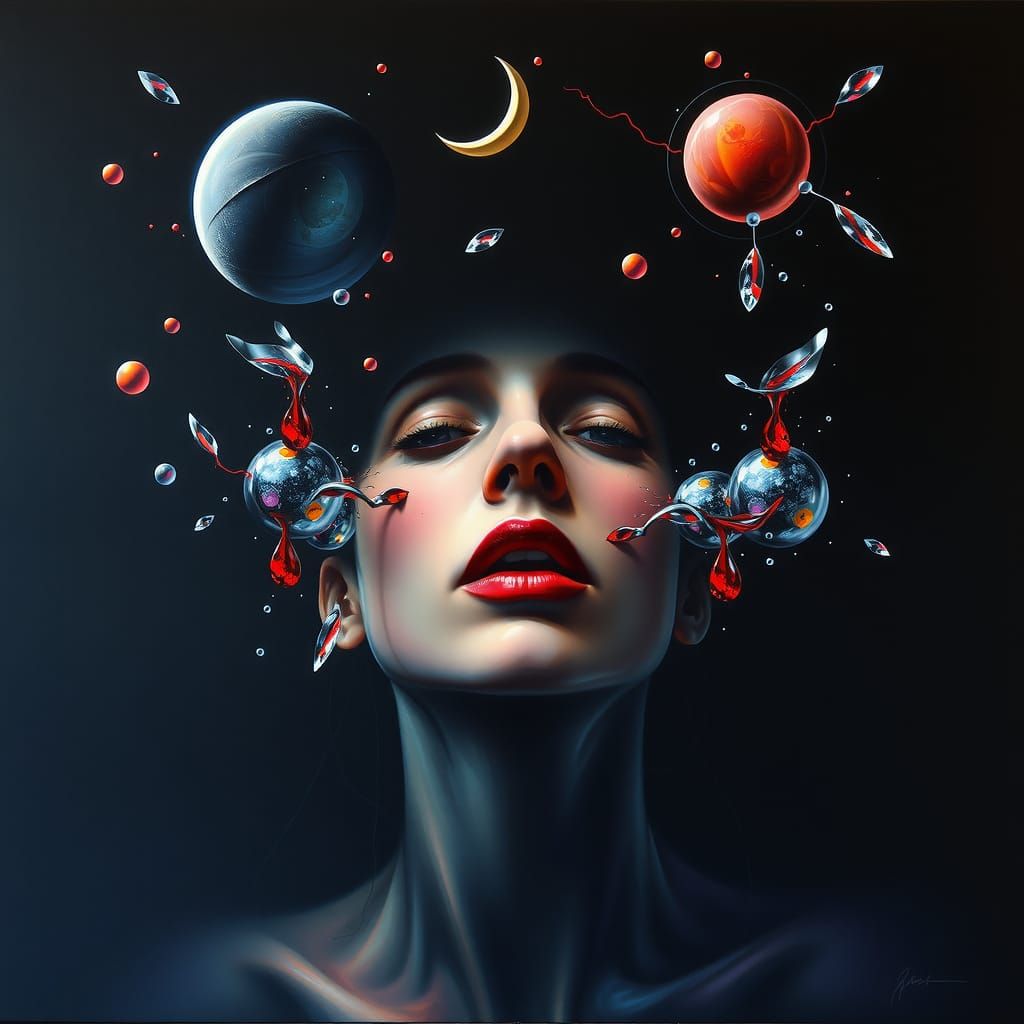 Surrealist Portrait with Trompe-l'œil Techniques