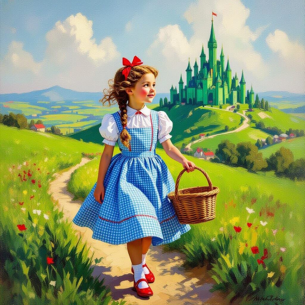 Boy as Dorothy in Vibrant Oil Painting Landscape