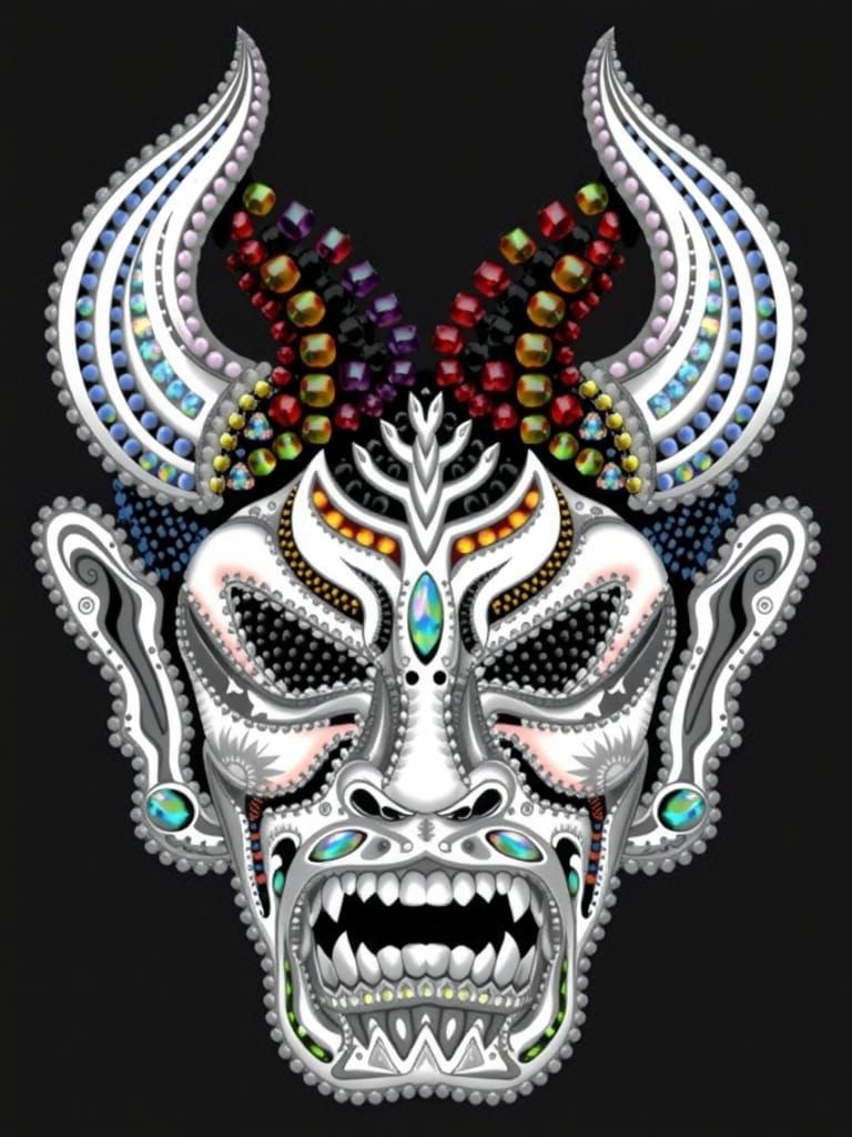 Vibrant Gemstone Beads in Kaleidoscopic Dreamlike Pattern