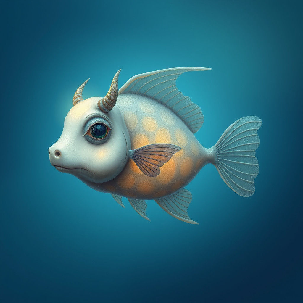 Dreamlike Cowfish in Surreal Digital Art Style