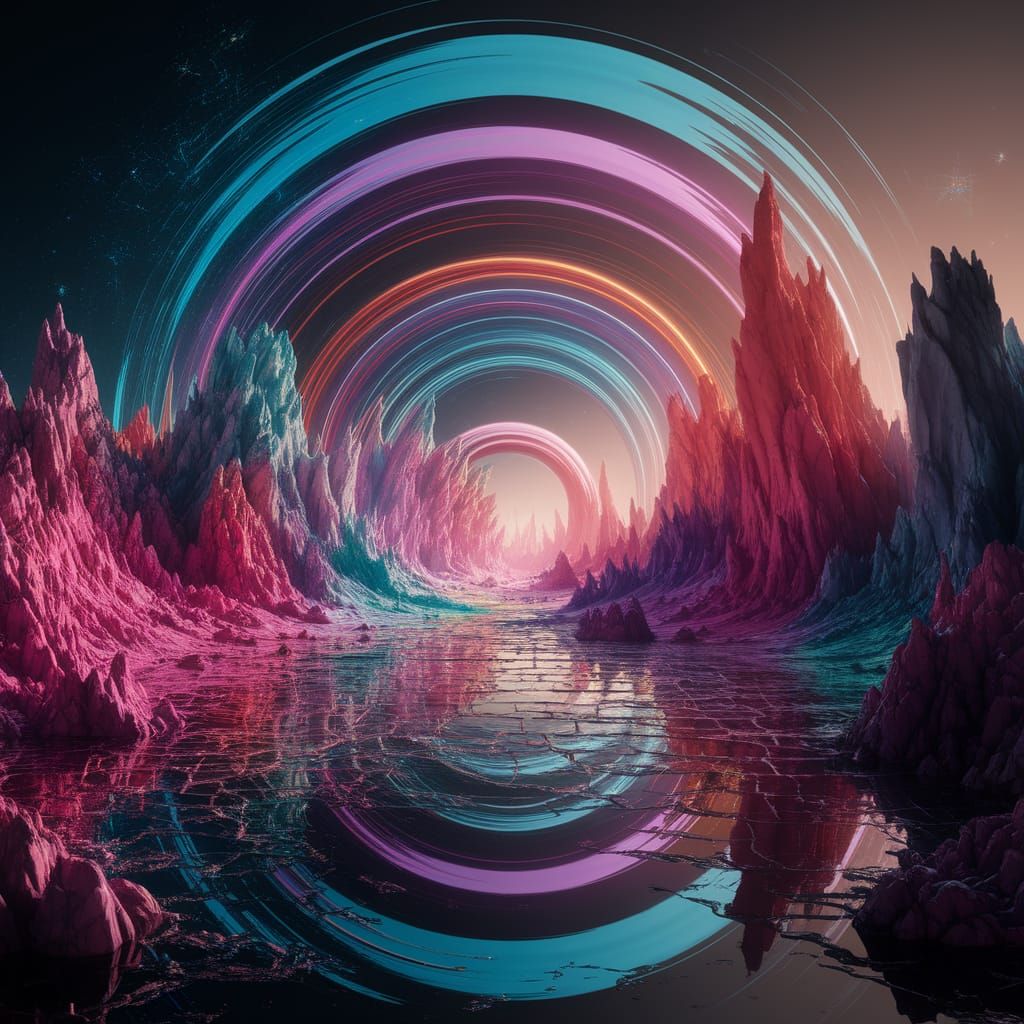 Prismatic Dreamscape in Surrealist Style