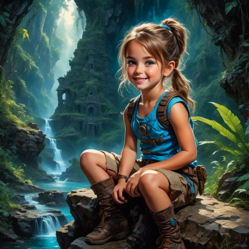 Steampunk Lara Croft Splash Art: Young Adventurer