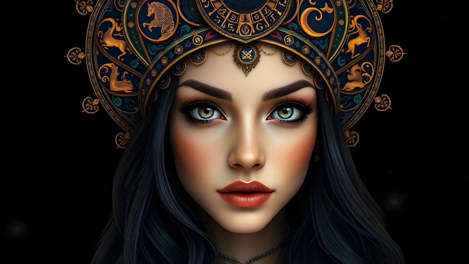 Zodiac Woman Portrait in Hyperdetailed Concept Art