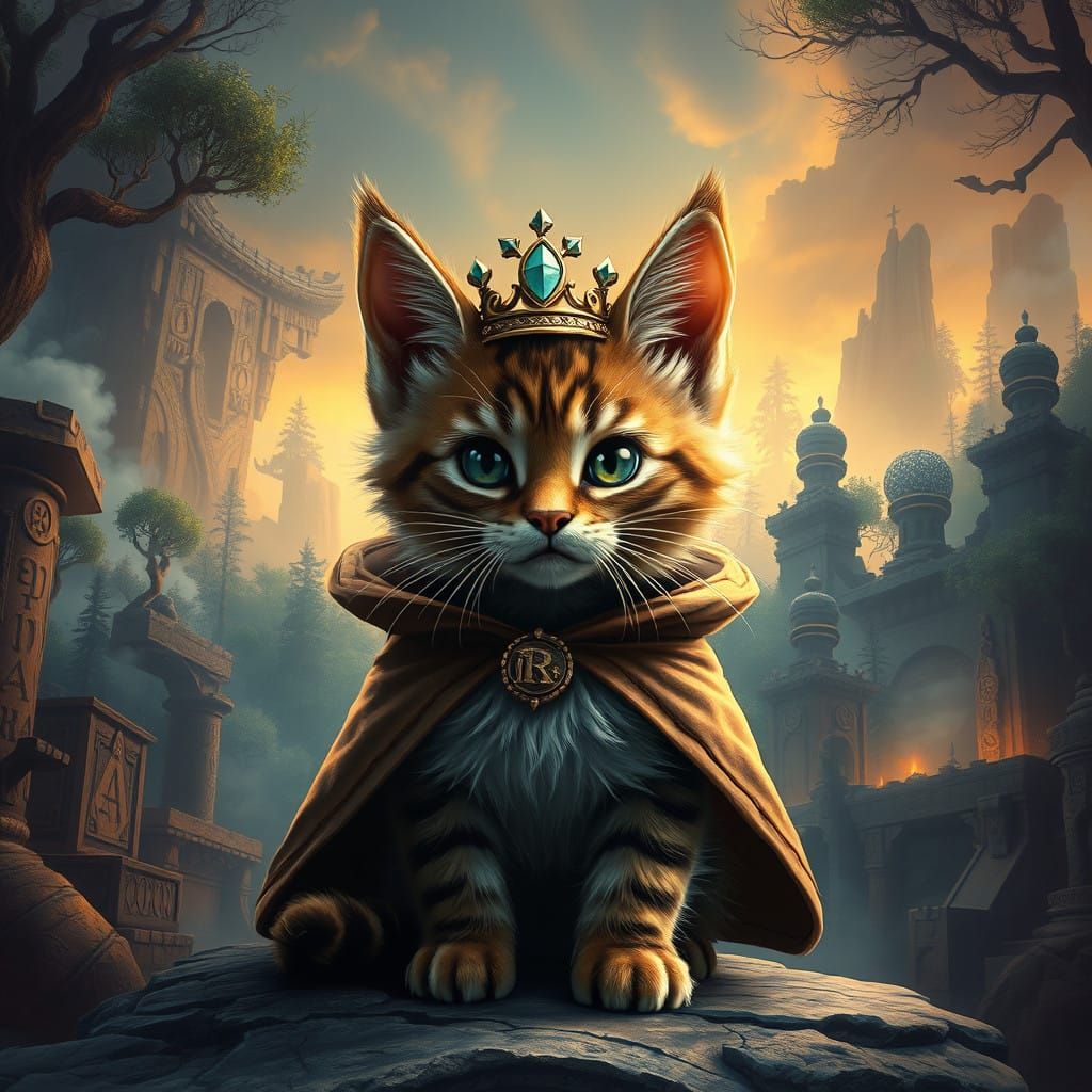 Mysterious Whiskered Kitten Ruler of Mystic Realms