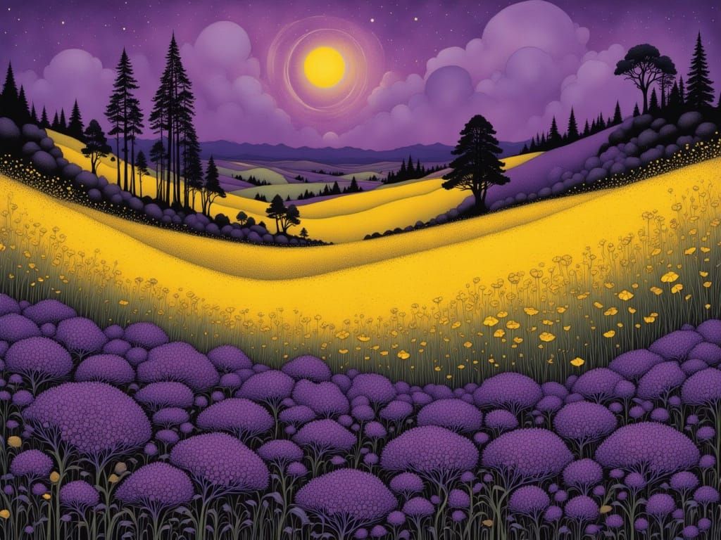 Ethereal Purple World in a Cyberpunk Aesthetic