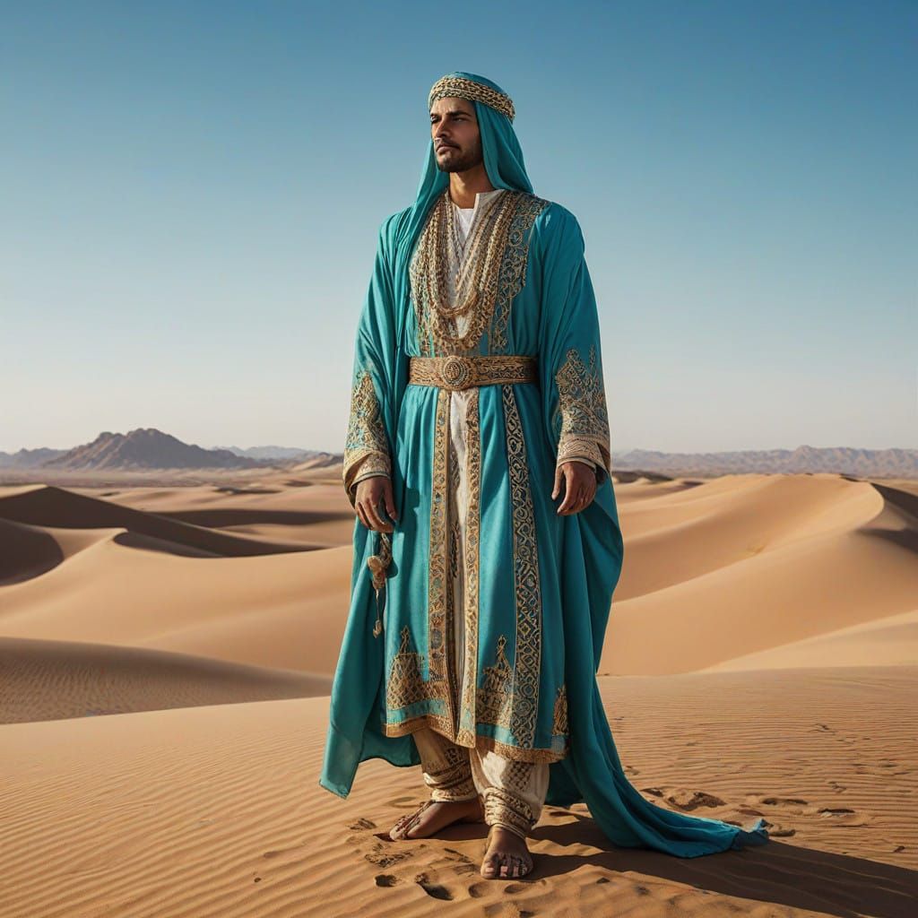 Regal Desert Noble in Traditional Attire