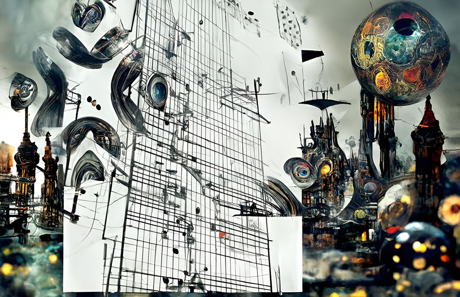 Geometric Steampunk City of the Future
