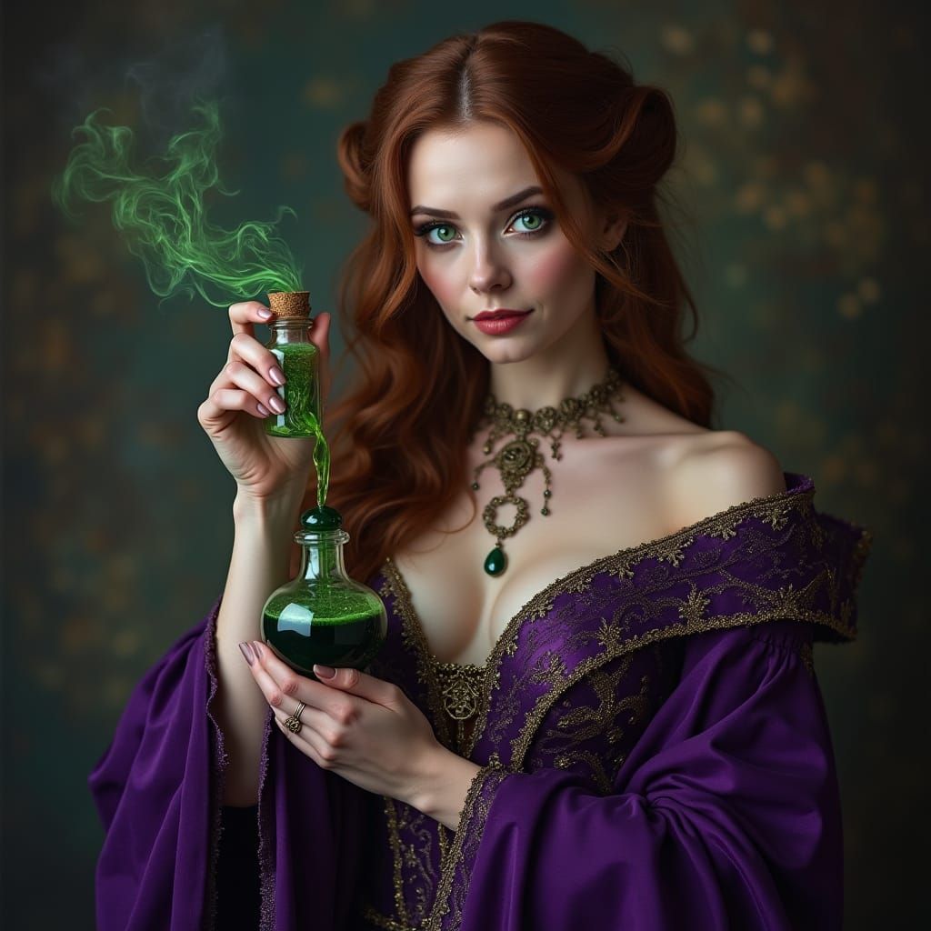 Ancient Enchantress in Lavish Regalia