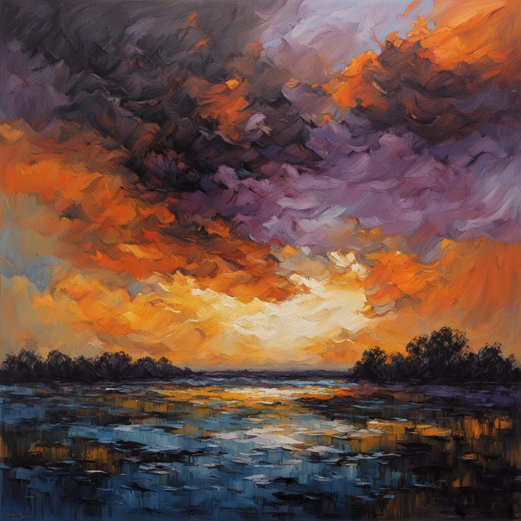 Tempestuous Sunset Sky with Gathering Thunderheads