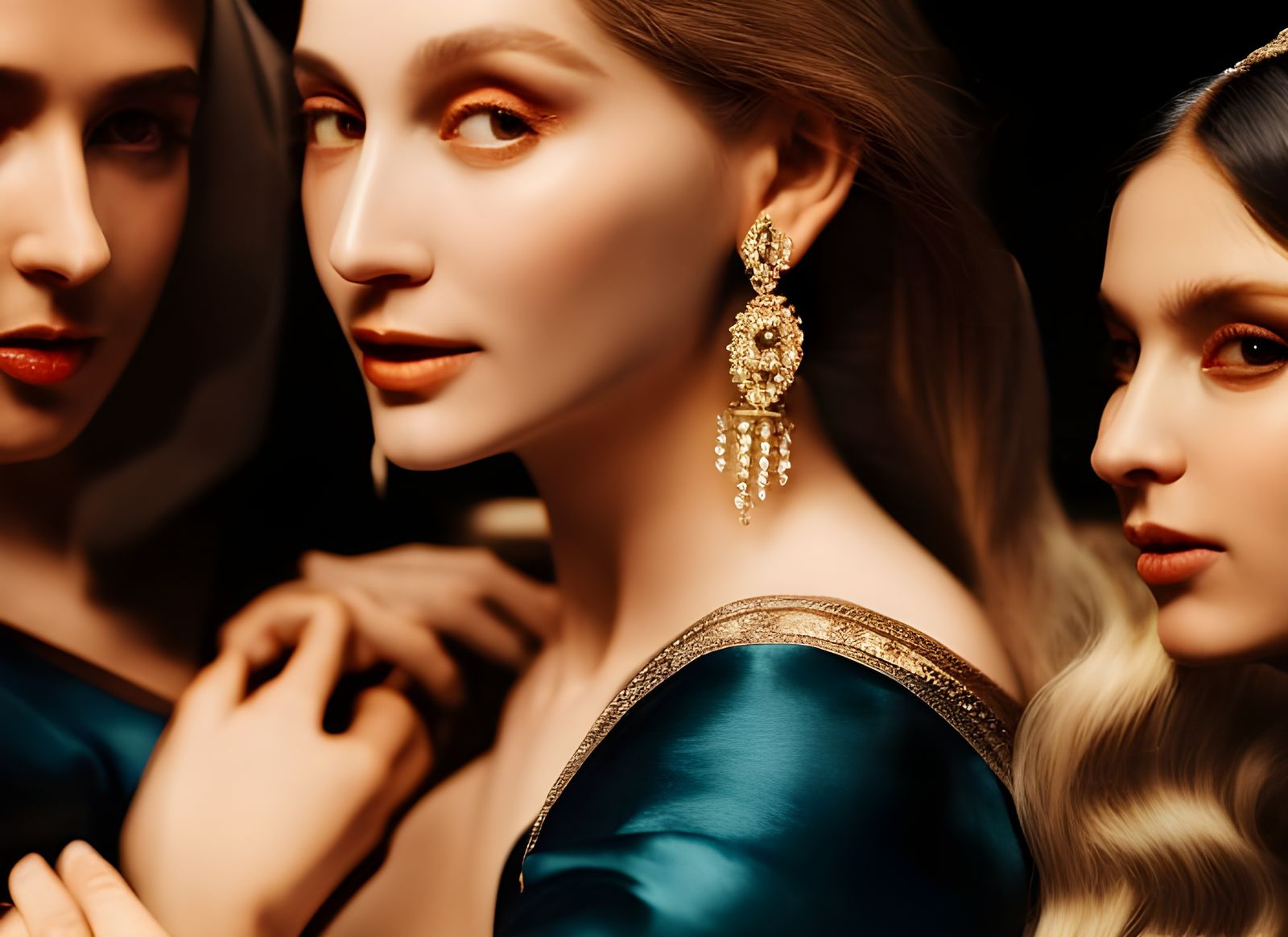 Renaissance Women at Coffee, Opulent Fine Art