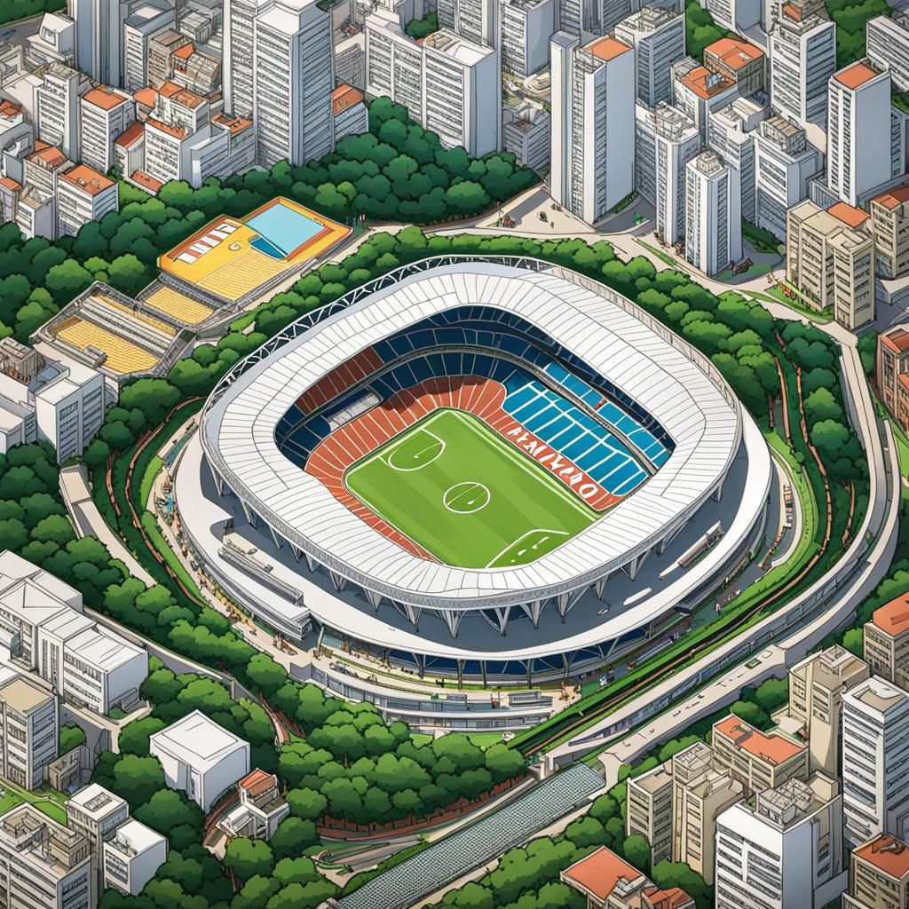 Maracanã Stadium in Comic Book Anime Style