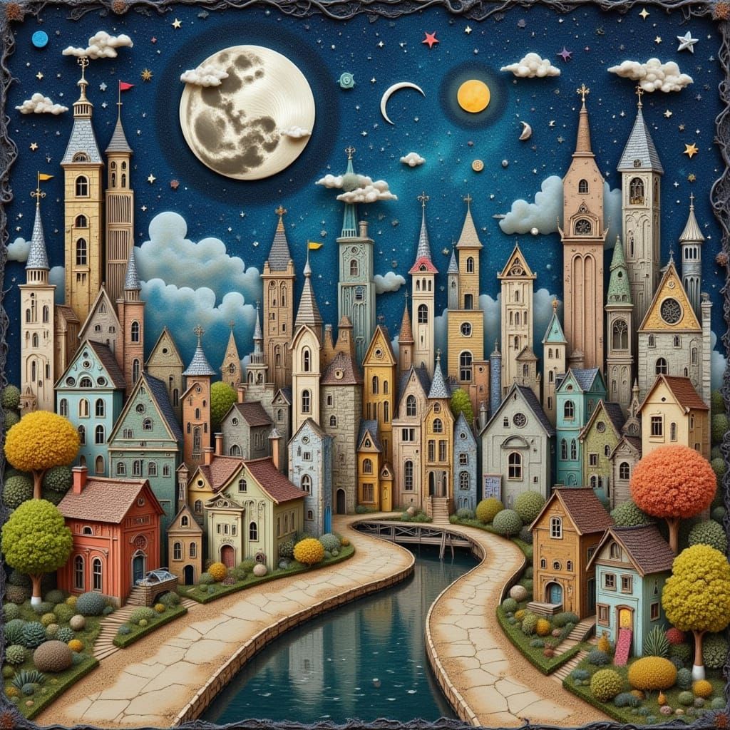 Whimsical Cityscape in Storybook Style