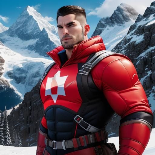 Dynamic Swiss Superhero Illustration in Comic Book Style