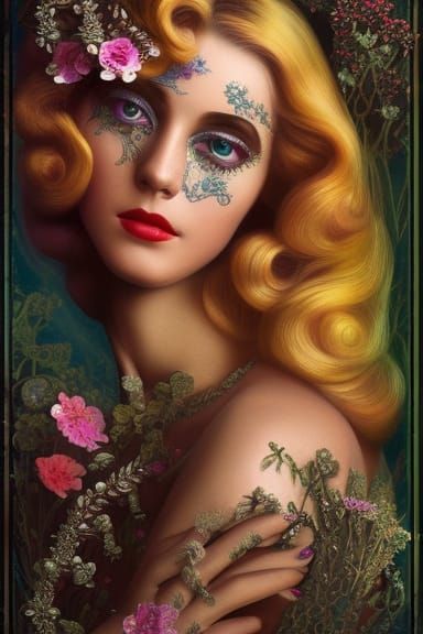 Bioluminescent Goddess in a Cosmic Temple