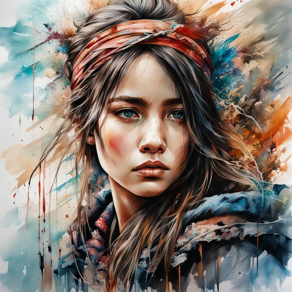 Brush Pen Drawing of Coffee Stain in Soft Colors