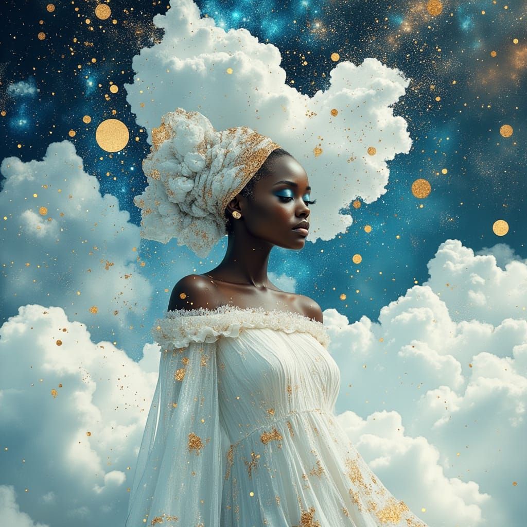 African Sky Goddess Yemaya in Digital Matte Painting Style