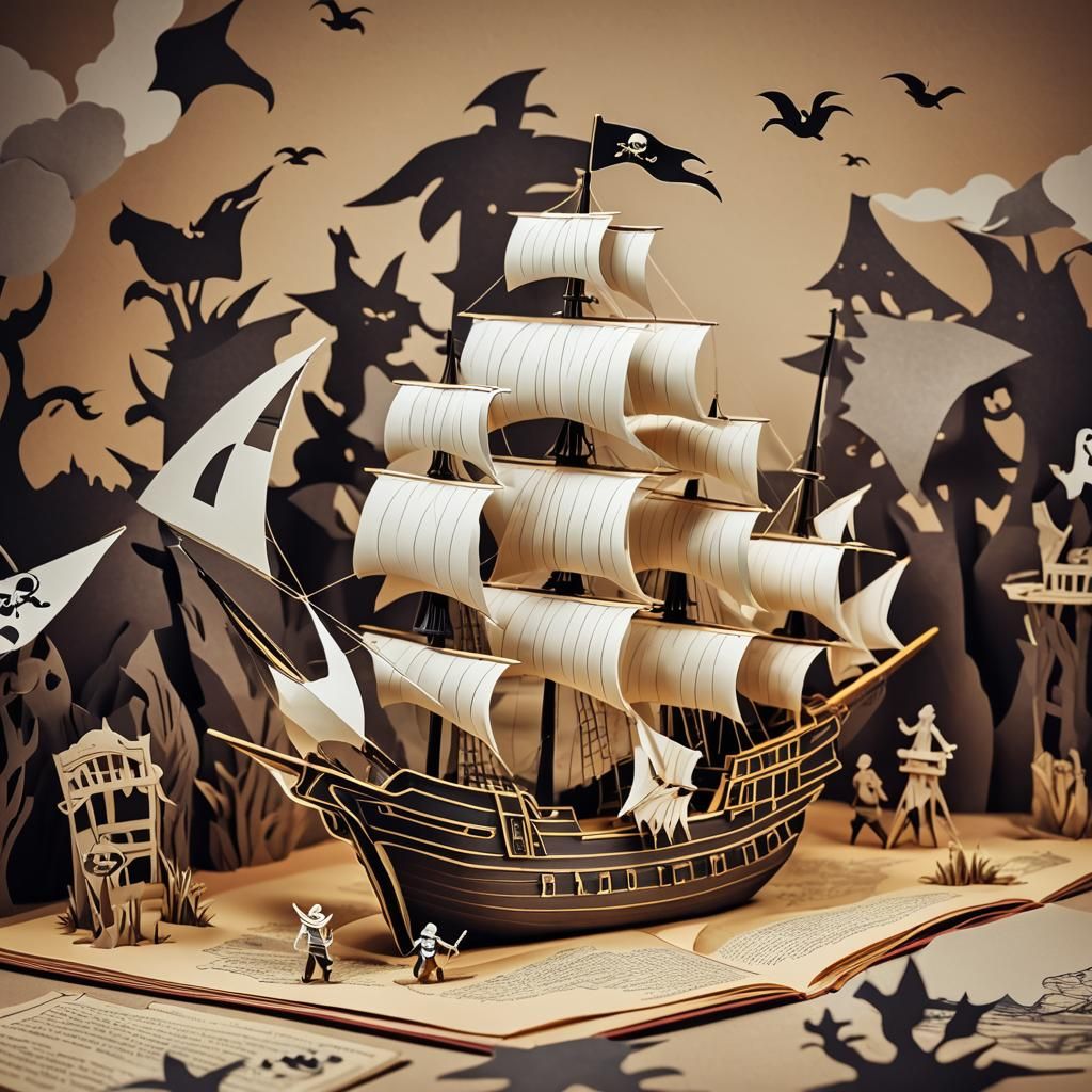 Pirate Story Pop-Up Book in Origami Style