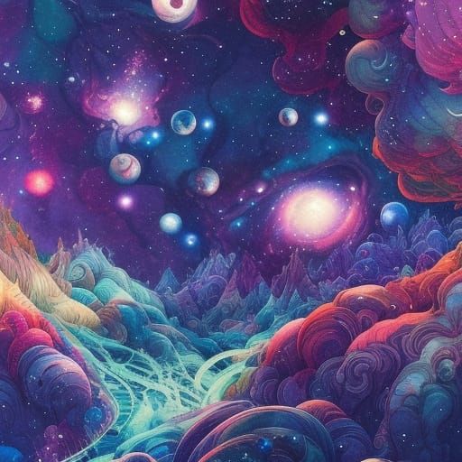 Watercolour Space Galaxy