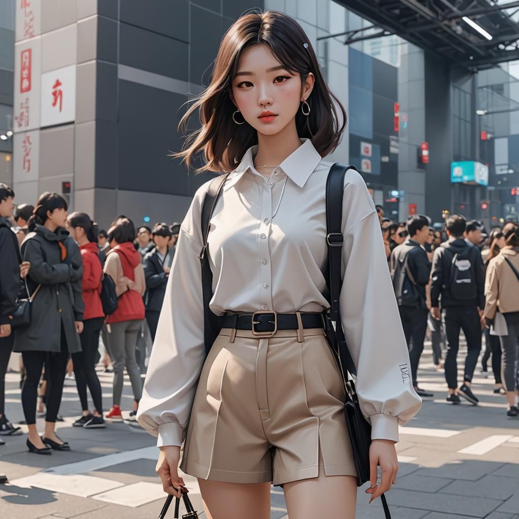 Korean Girl at Fashion Week in 3D Anime Art
