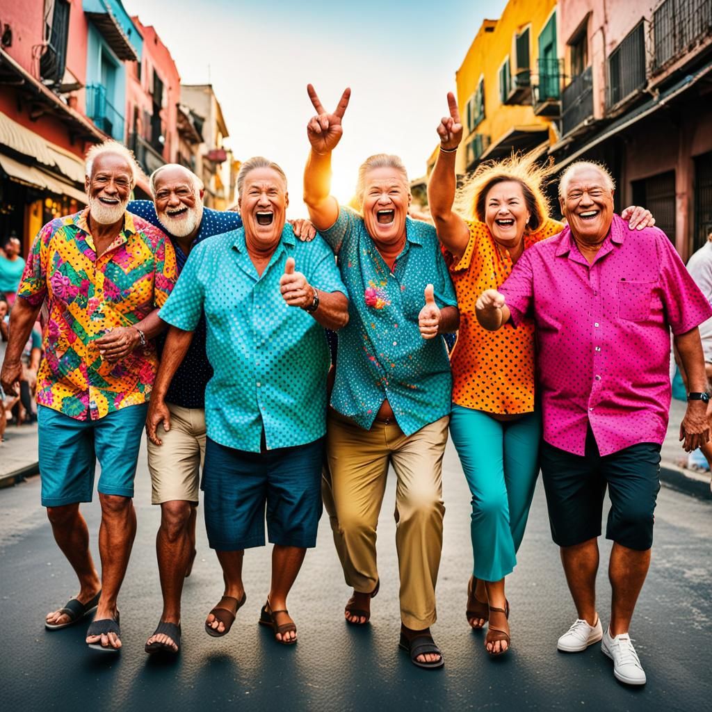 Playful Photobomb: Vibrant Street Scene in Pop Art Style