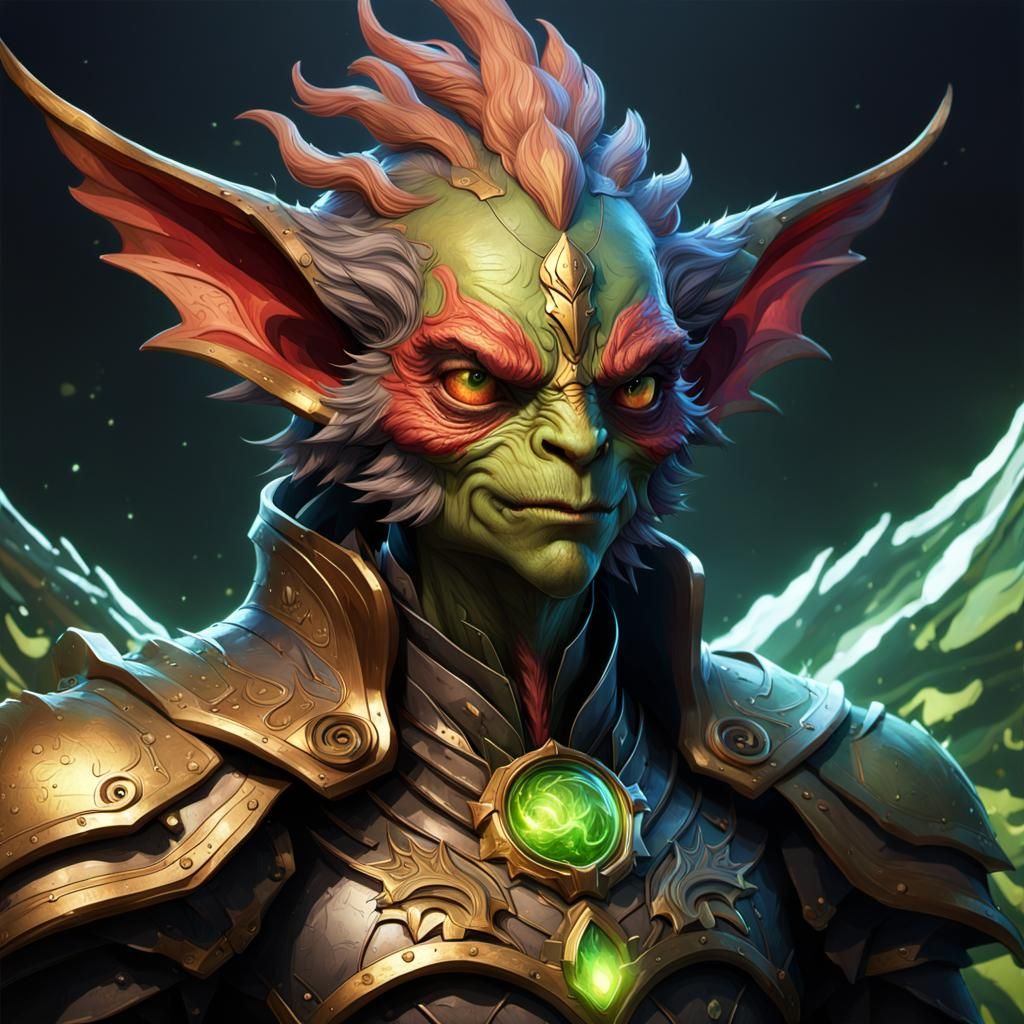 Goblin Phoenix Hybrid Portrait in Detailed Digital Art