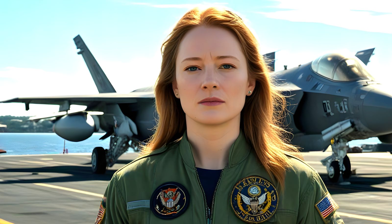 Navy Pilot Éowyn Eorl in F-35C Flight Suit