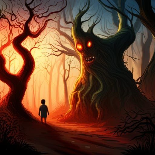 Sinister Forest Monster in Hyperrealistic Style
