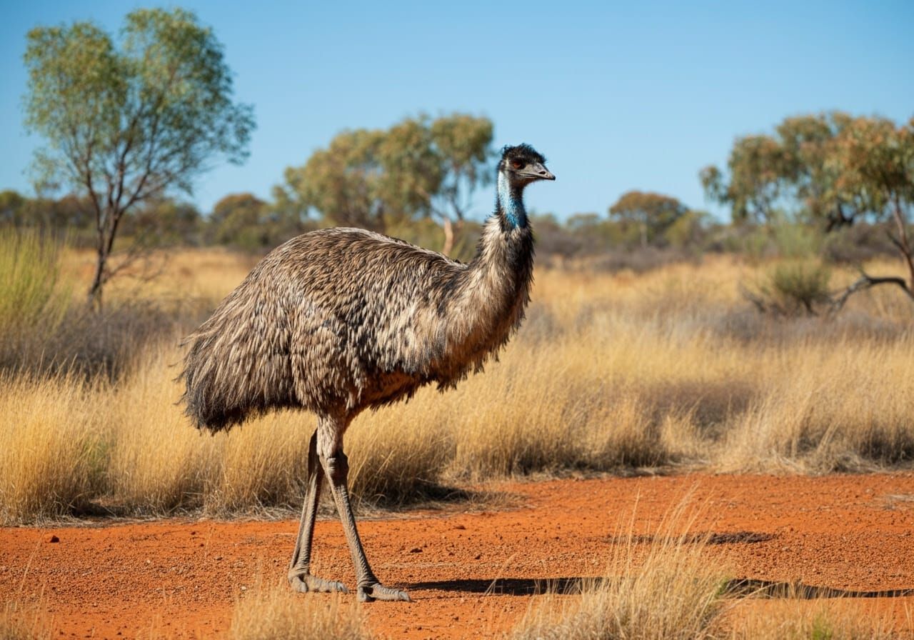 Majestic Emu Roams Australian Outback in Soft Light