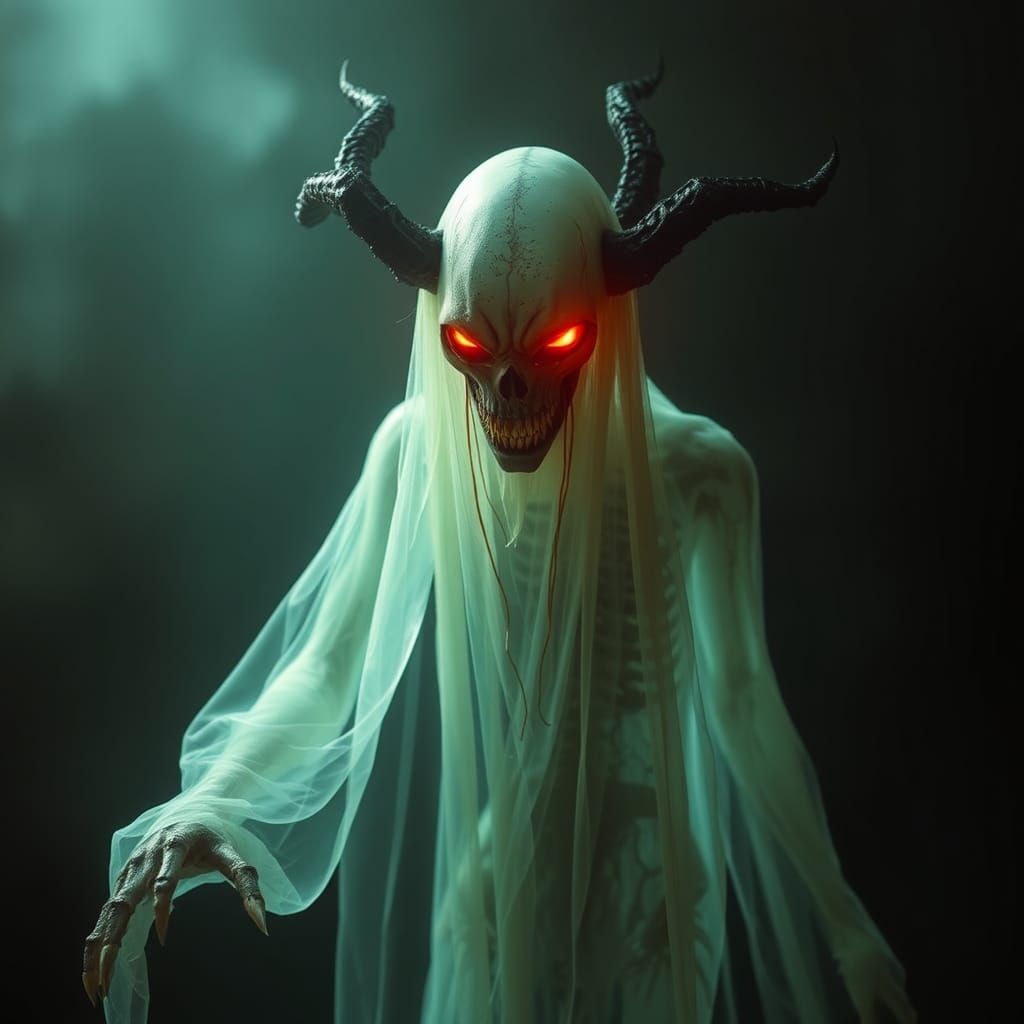 Haunting Ghostly Figure: Undead Mutation in Gothic Style