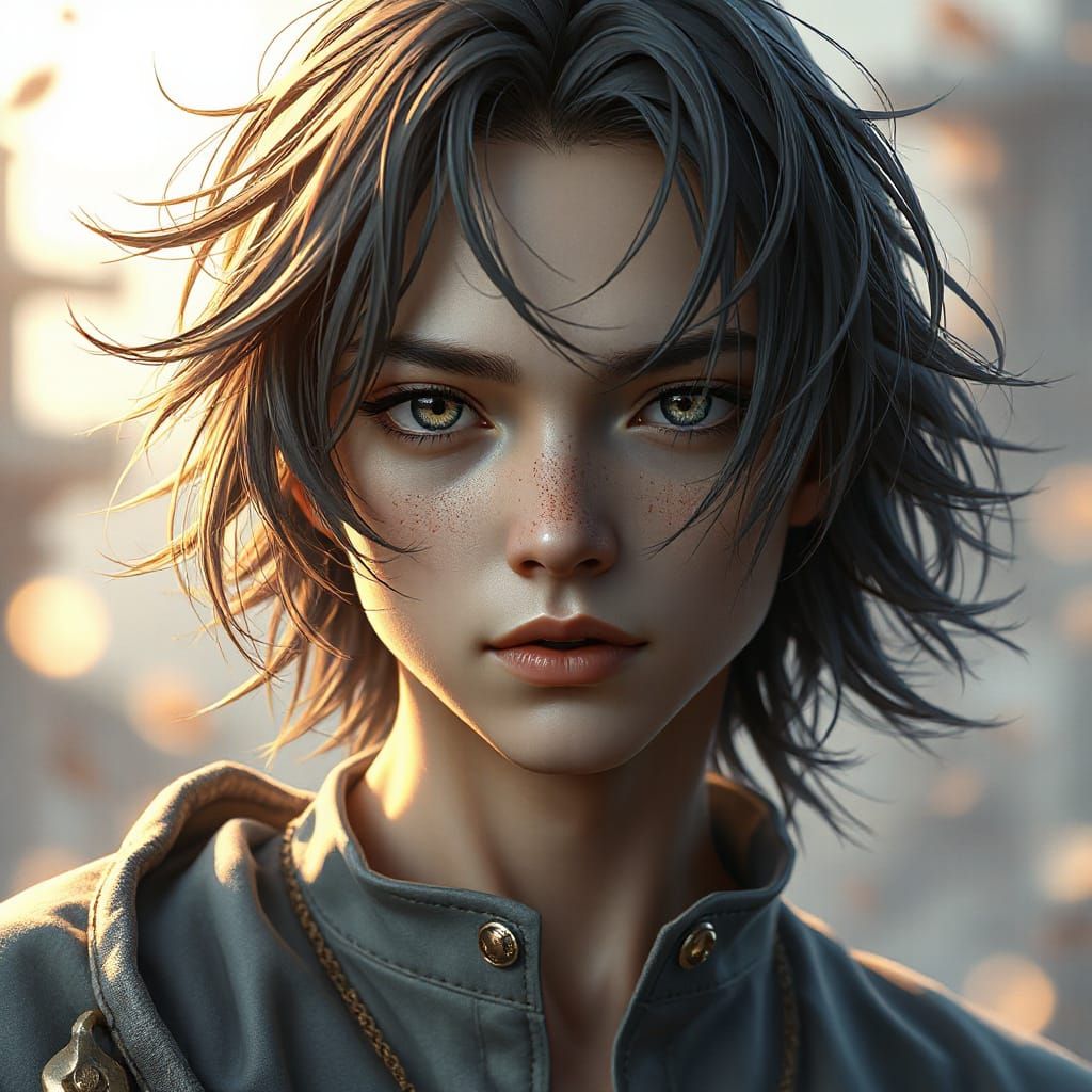 Anime Necromancer Boy in Detailed Digital Art Style