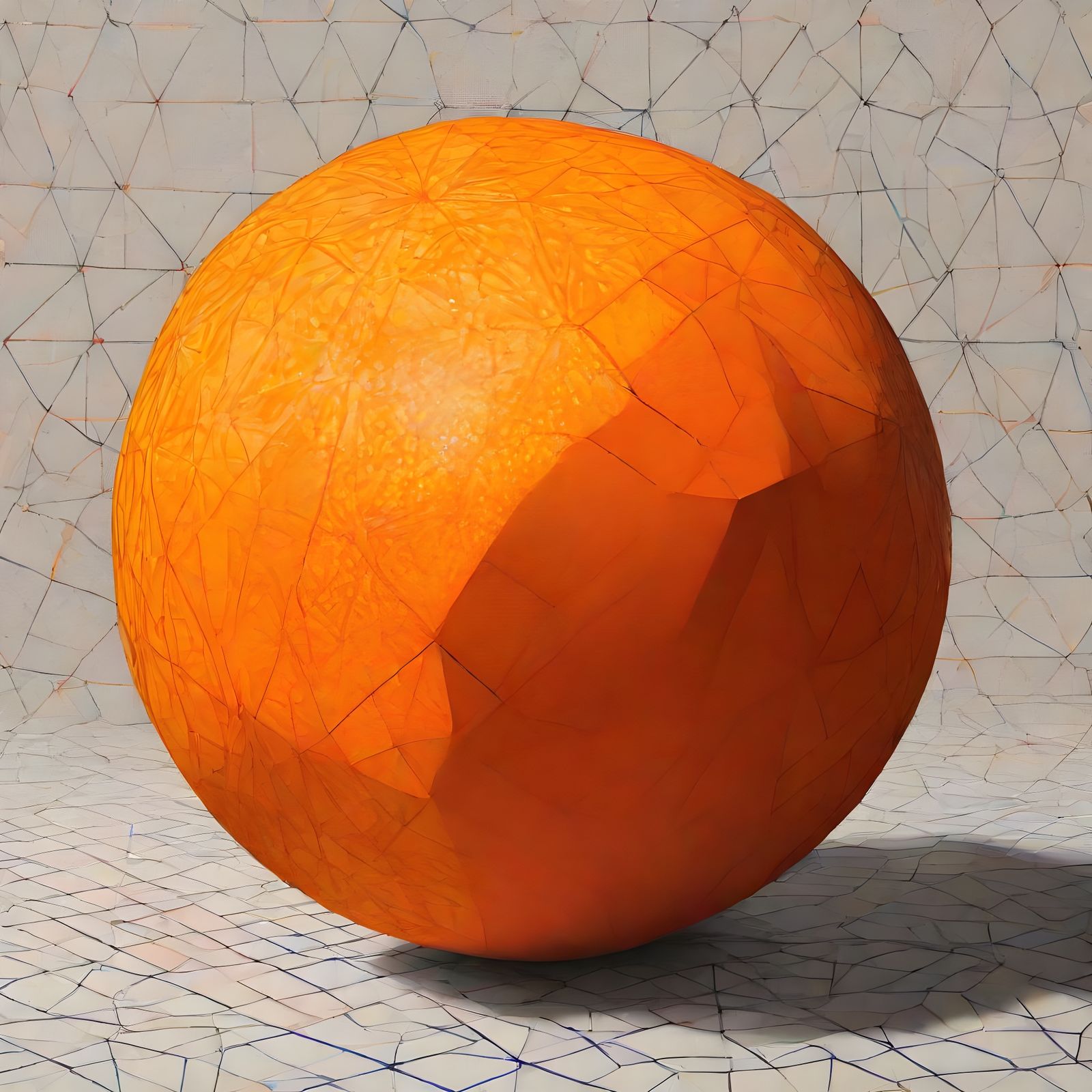 Realistic Orange with Abstract Penrose Tiling Art