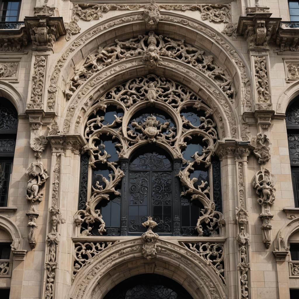 Majestic Gothic-Chinese Building with Dragons and Lotuses