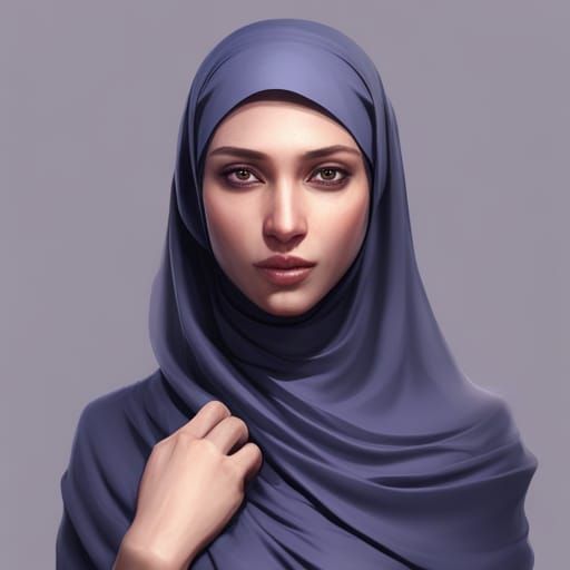 Beautiful Hijab Girl Portrait in Hyperdetailed Style