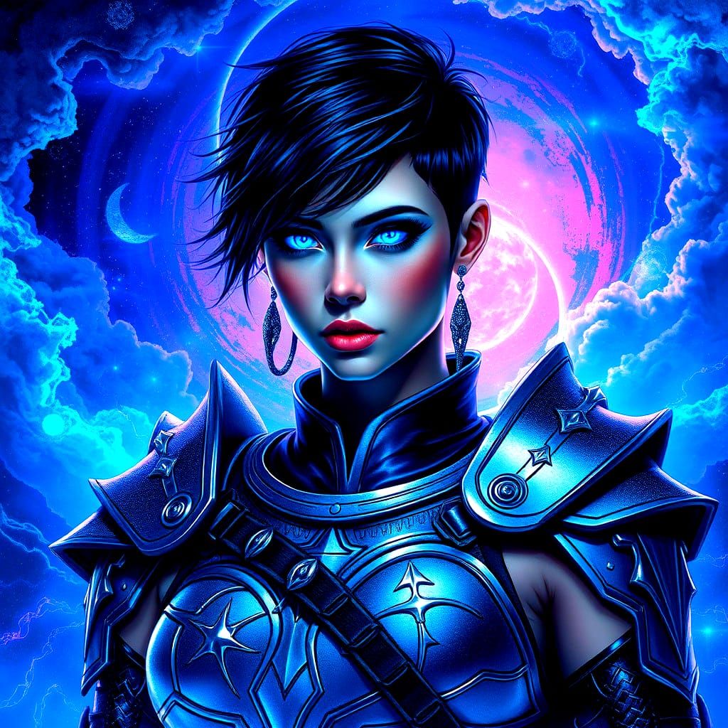 Gothic Viking Warrior Supergirl in Astral Illustration