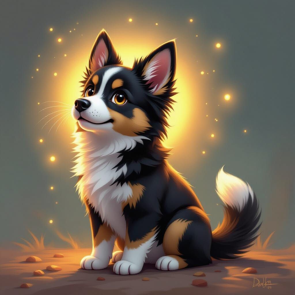 Surreal Dog-Cat Hybrid Oil Painting