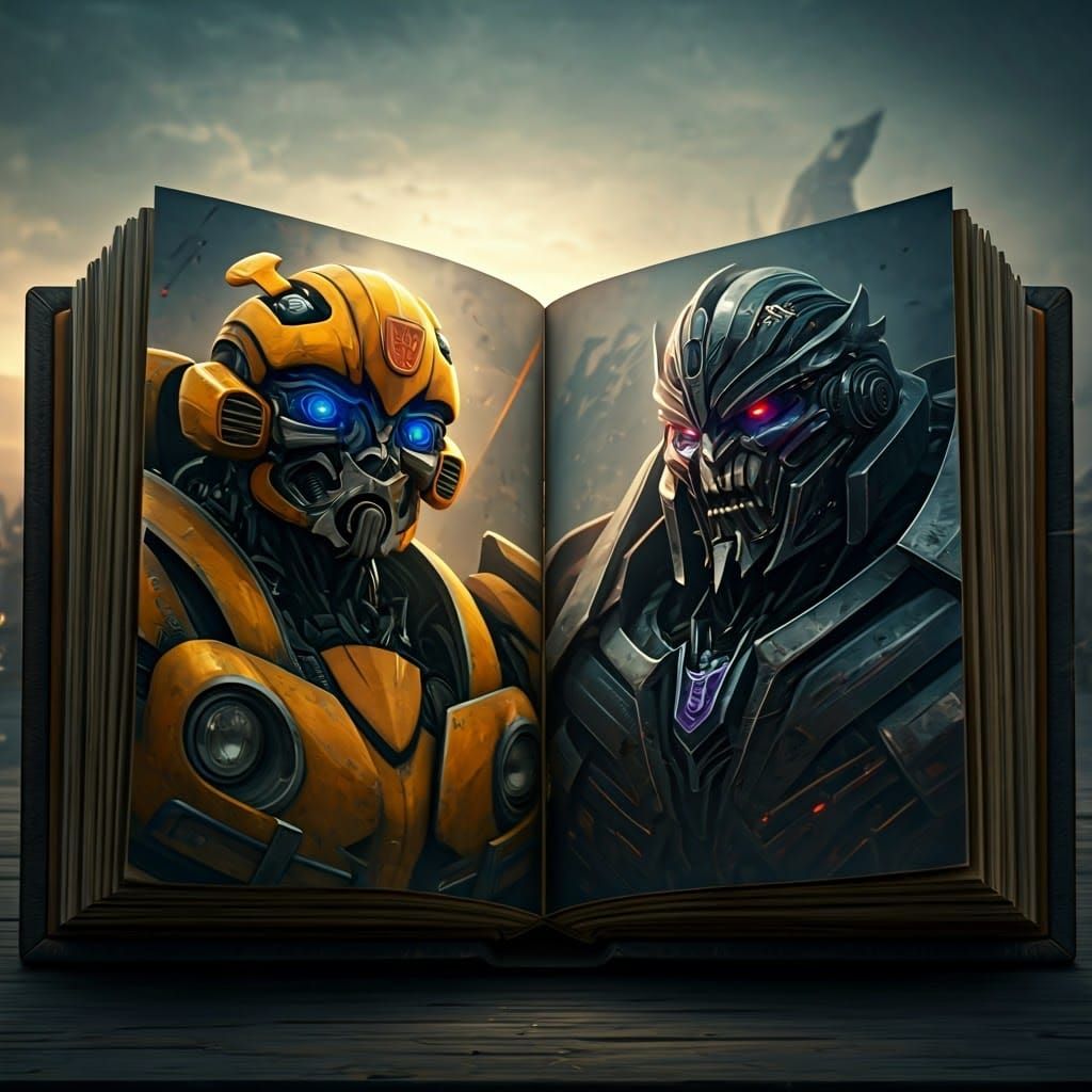 Bumblebee and Megatron Face-Off in Dramatic Book Spread